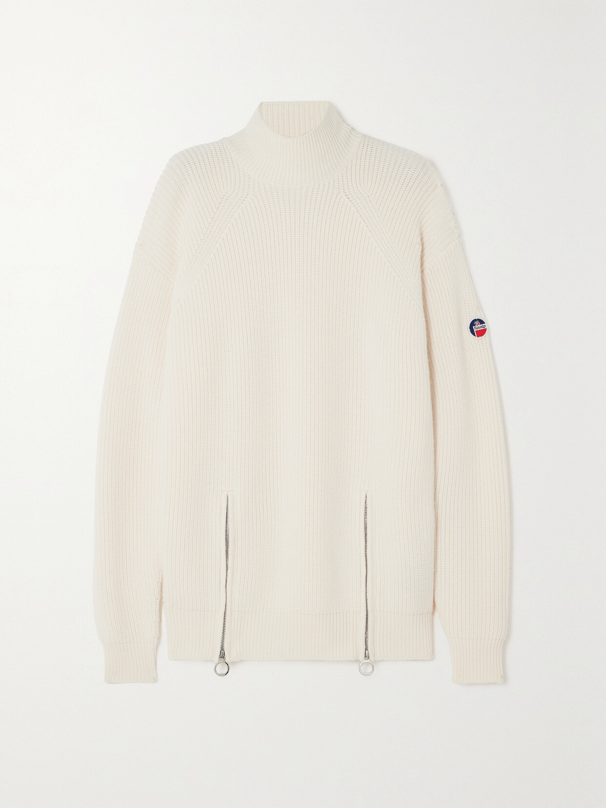 Fusalp Cybele Ribbed Merino Wool Turtleneck Sweater In Neige