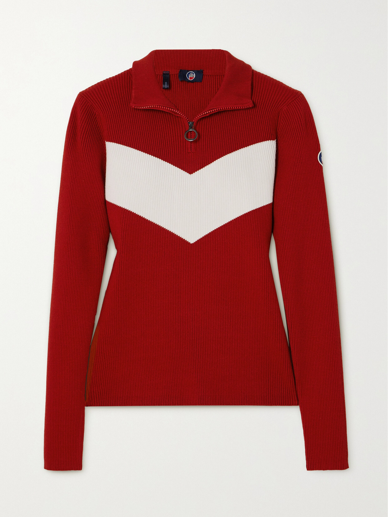 Fusalp Andromede Two-tone Ribbed-knit Sweater In Red