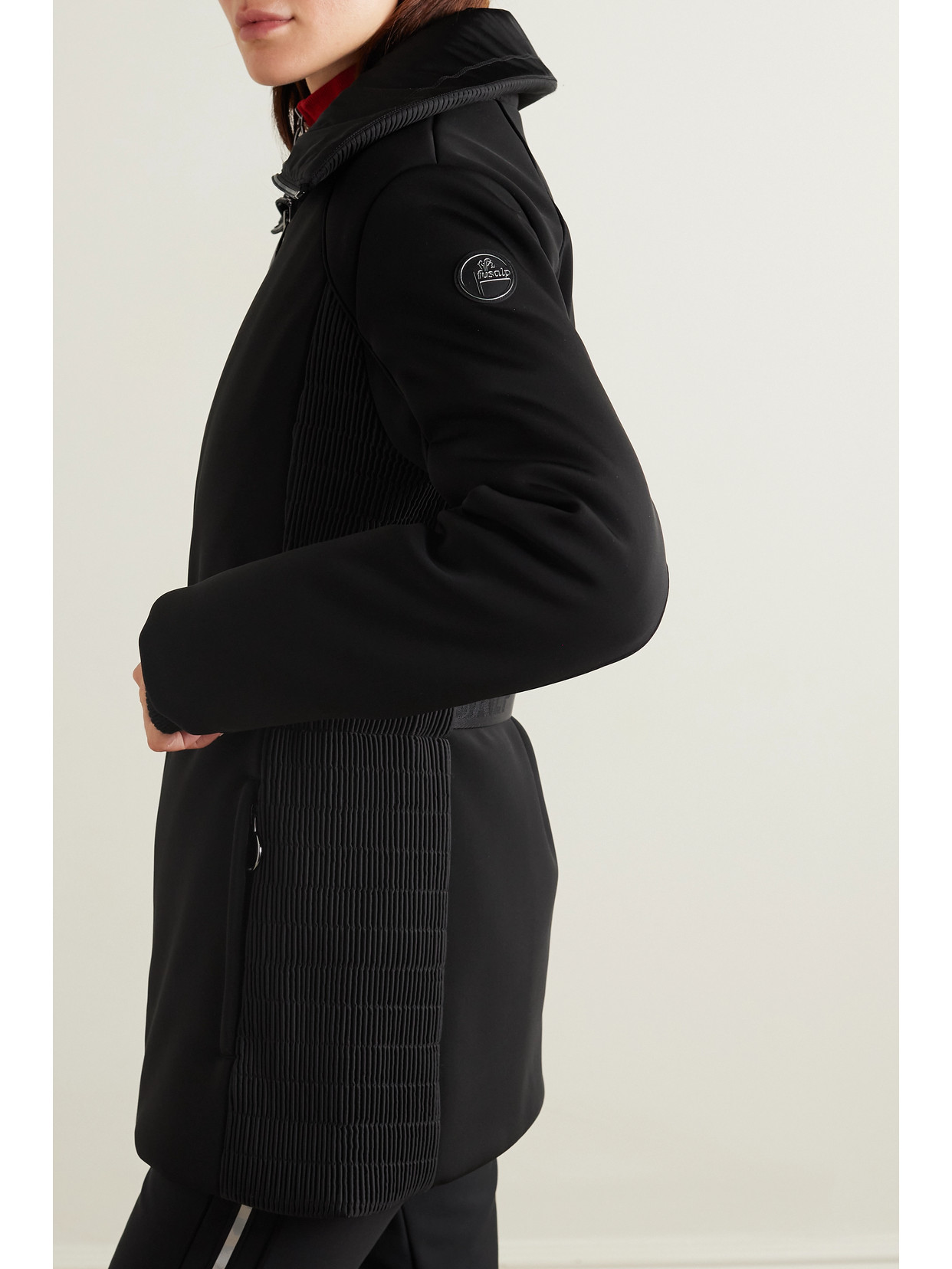 Shop Fusalp Clea Belted Faux Fur-trimmed Softshell And Stretch-jersey Ski Jacket In Black