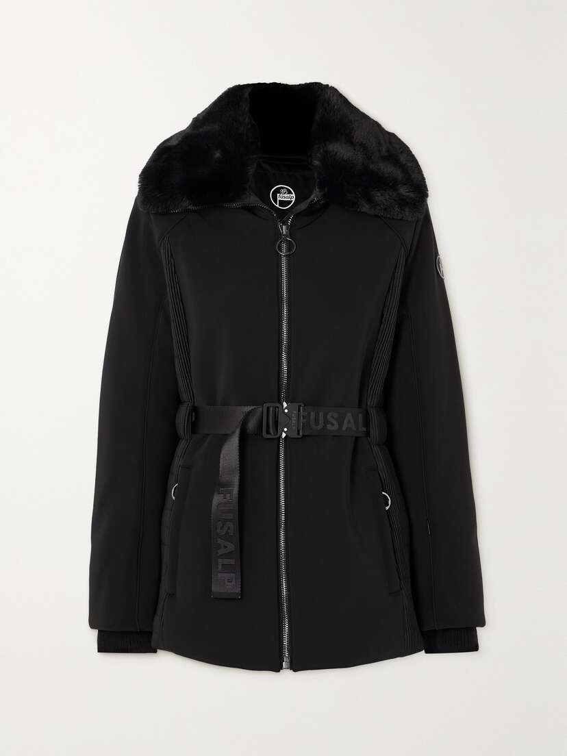 Fusalp Clea Belted Faux Fur-trimmed Softshell And Stretch-jersey Ski Jacket