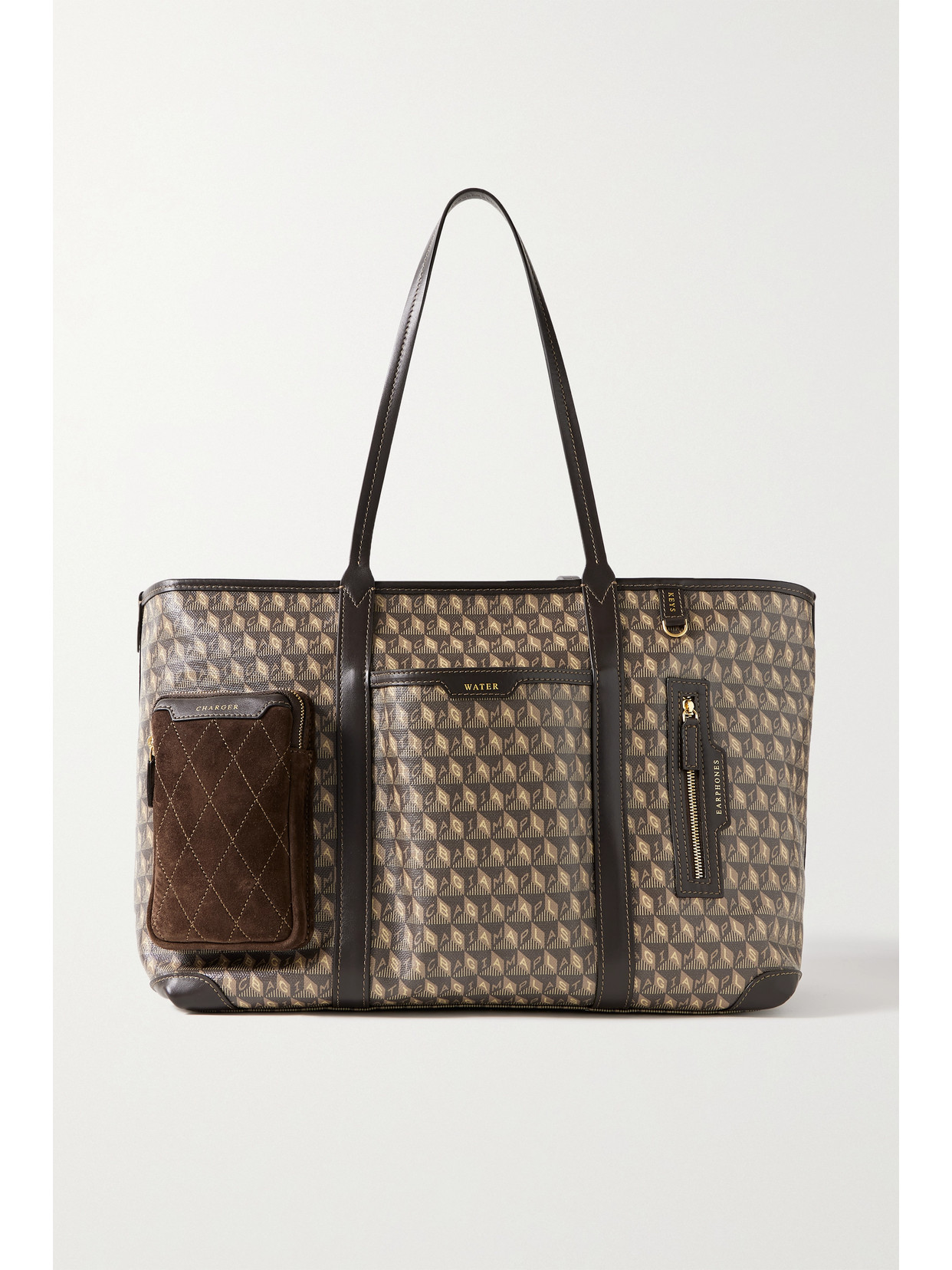 Anya Hindmarch I Am A Plastic Bag In-flight Monogram Tote Bag In Brown