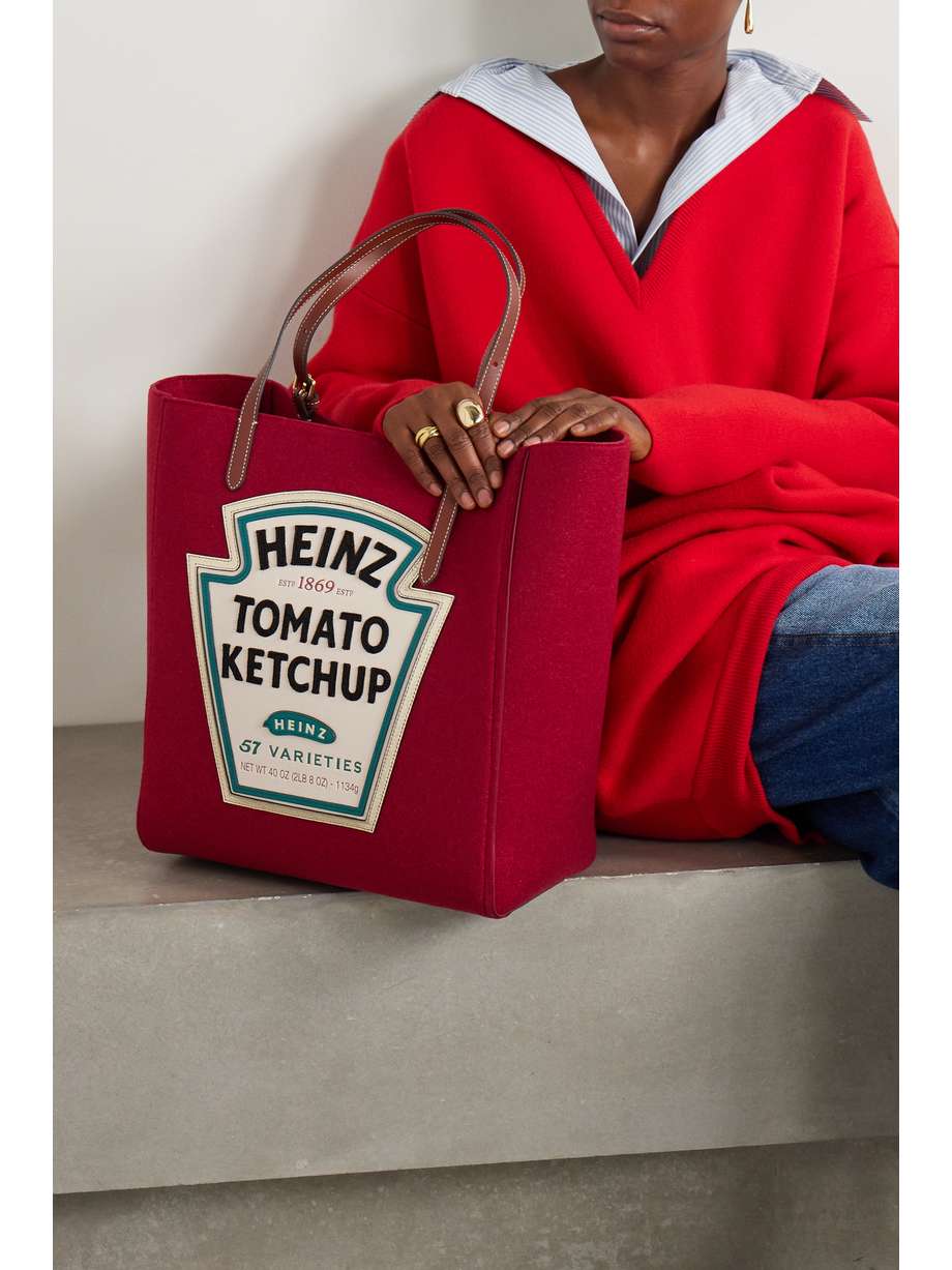 ANYA HINDMARCH Ketchup small leathertrimmed recycledfelt tote NETAPORTER