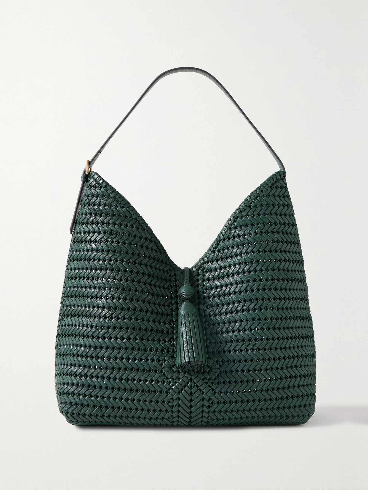 Anya Hindmarch - The Neeson Tasseled Woven Leather Tote - Green