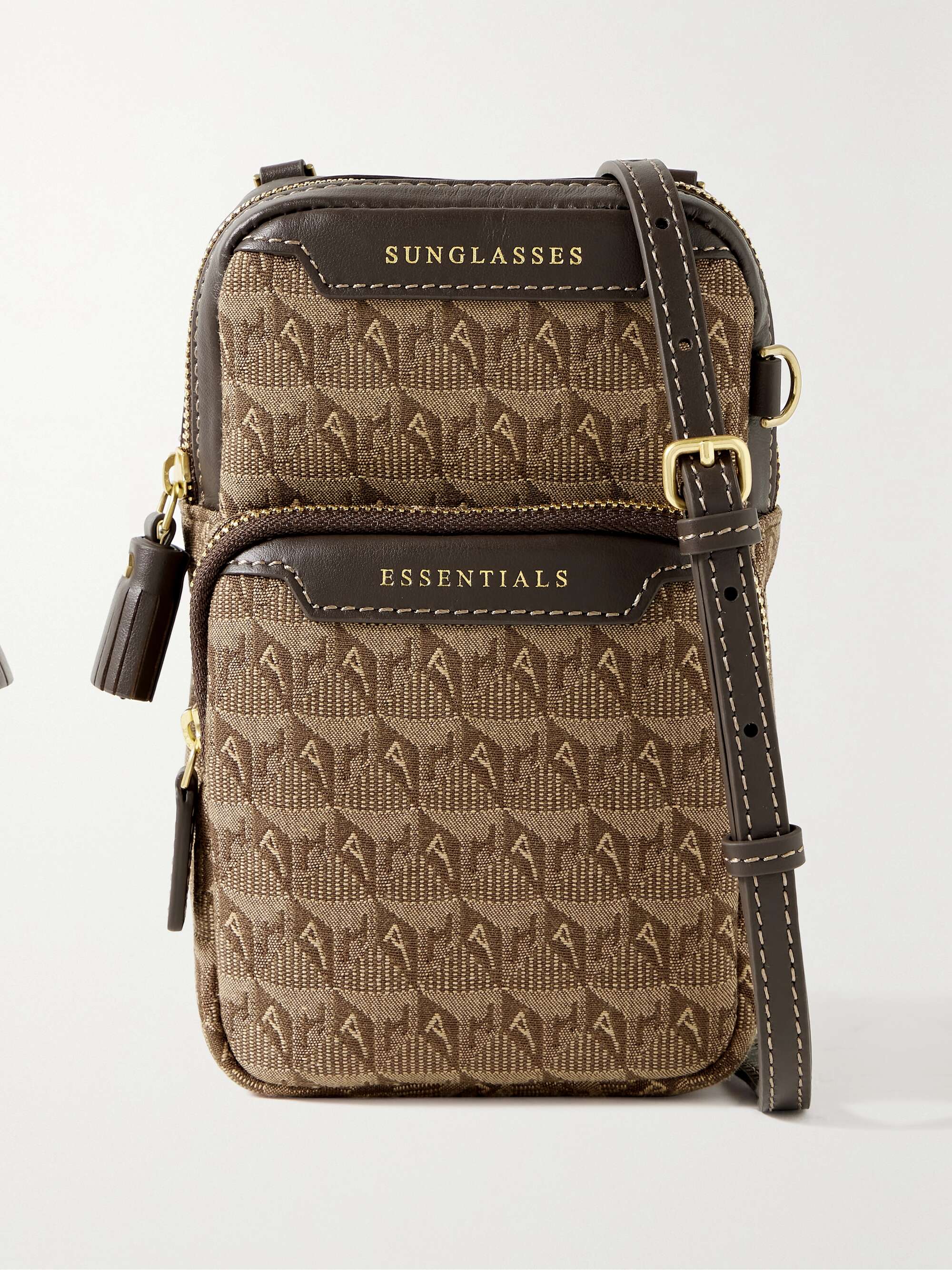 ANYA HINDMARCH Essentials leather trimmed canvas jacquard shoulder