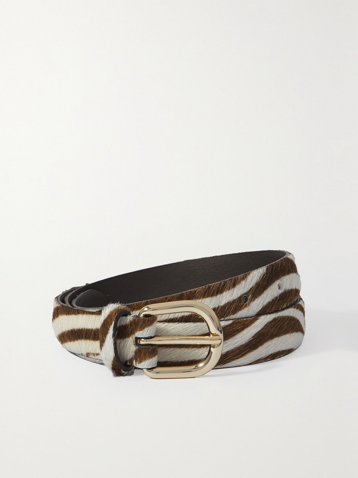 Anderson's - Zebra-print Calf Hair Leather Belt - Brown