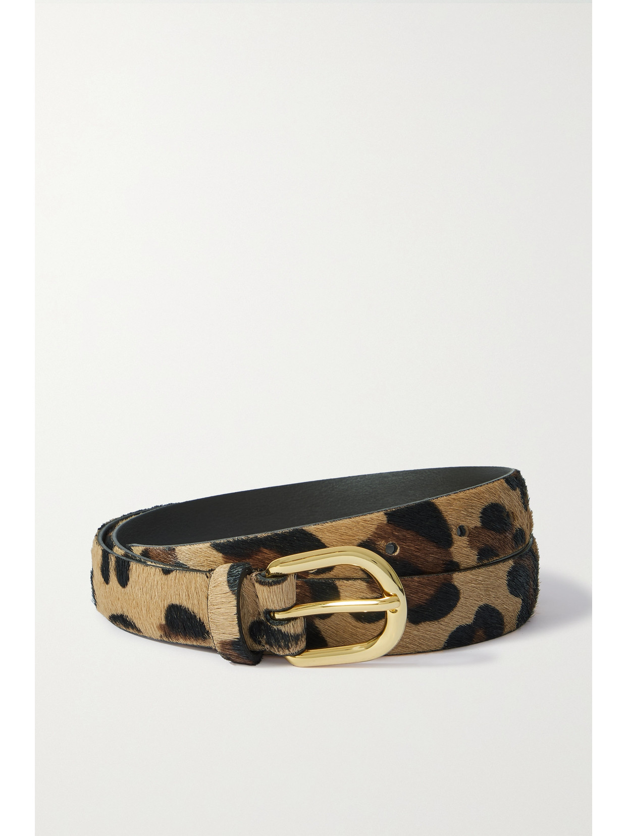 Anderson's Leopard-print Calf Hair Leather Belt In Brown