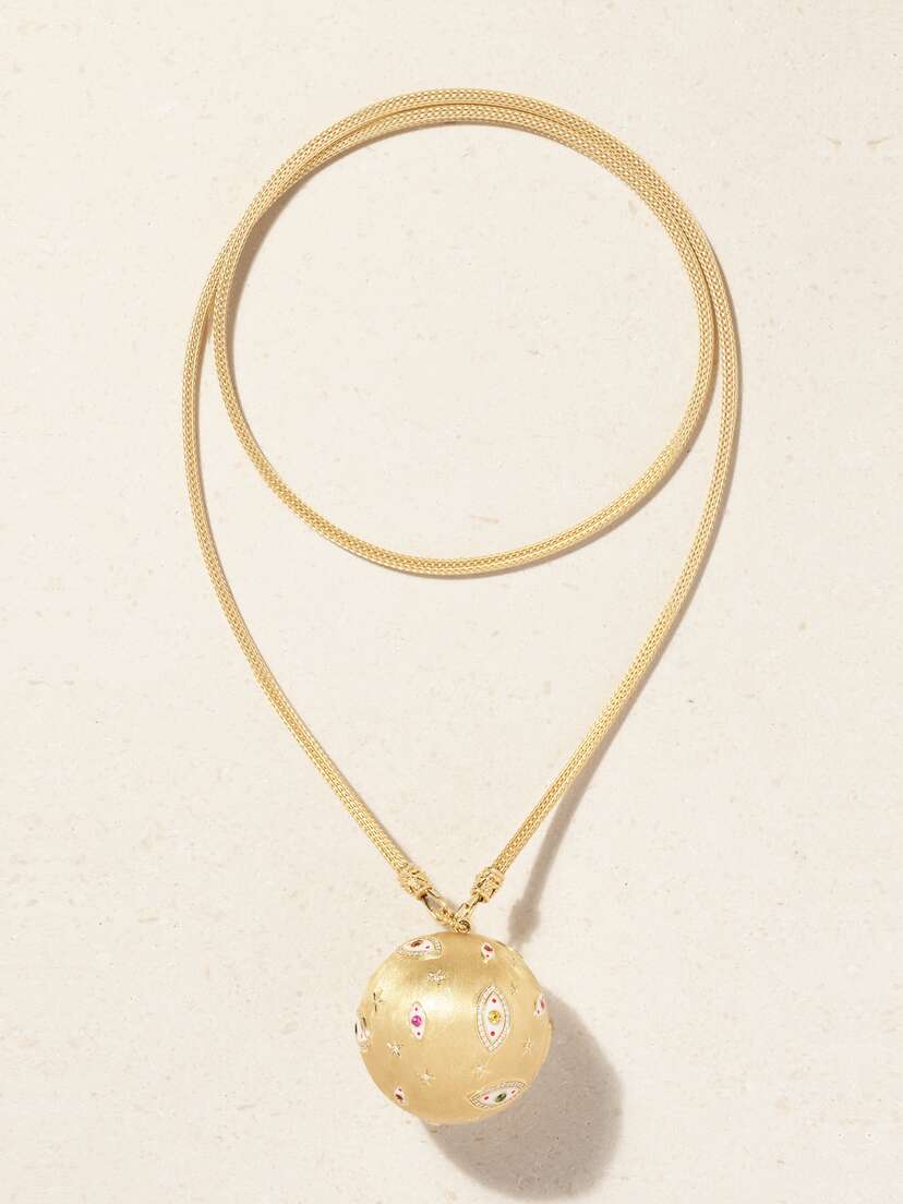 Marie Lichtenberg Eye Xl Orb 18-karat Gold, Diamond And Sapphire Necklace