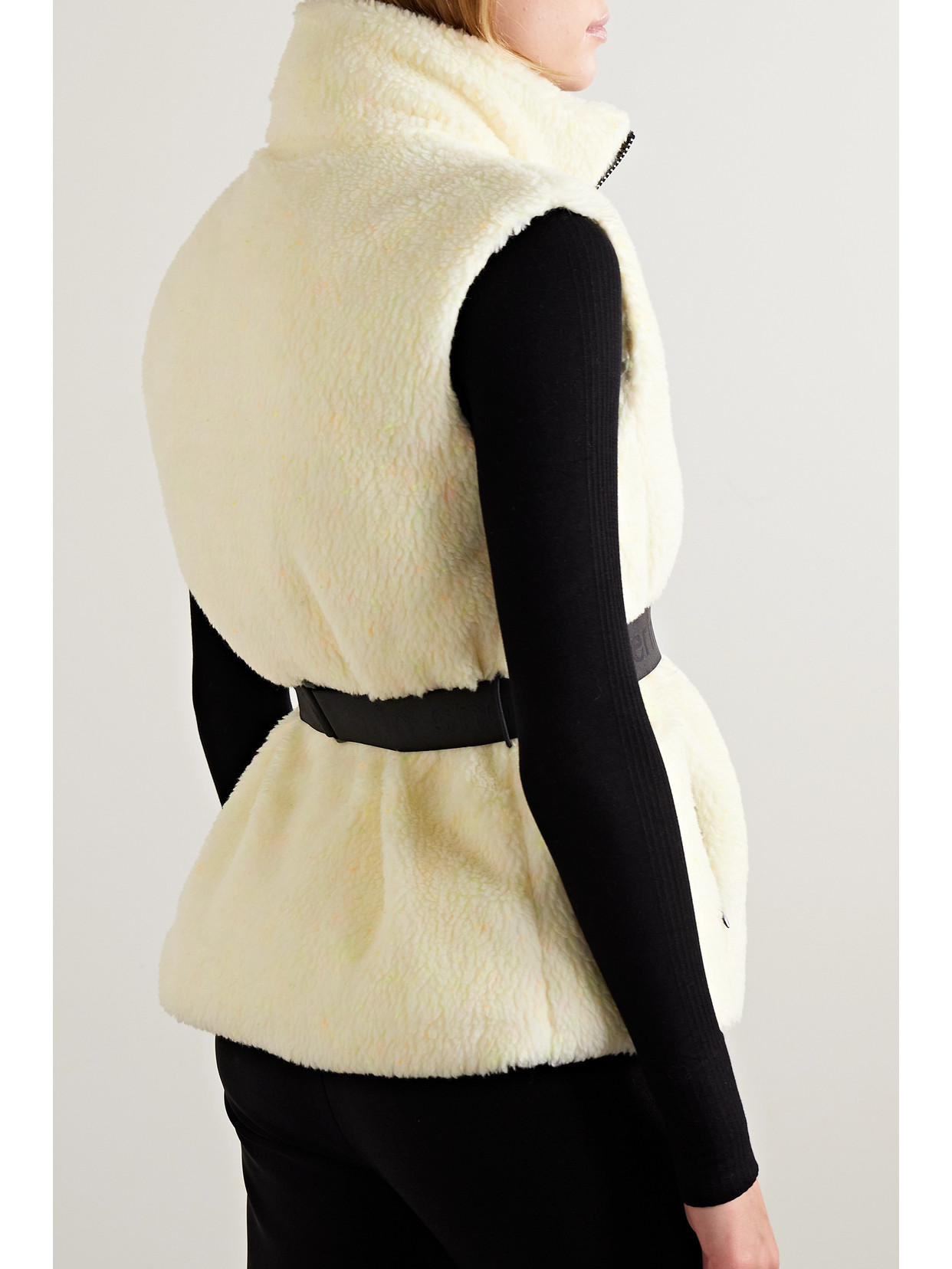 Shop Erin Snow + Net Sustain Nix Belted Recycled-fleece Ski Vest In Cream