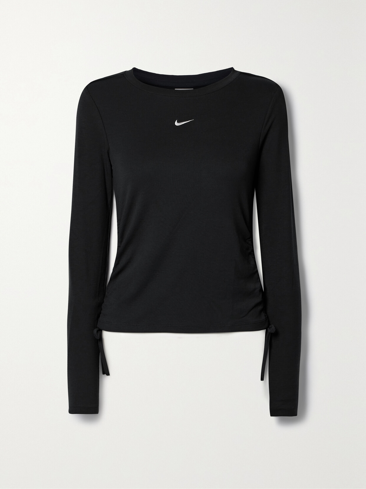 Nike Sportswear Essential Ruched Embroidered Ribbed Stretch-knit Top - Black