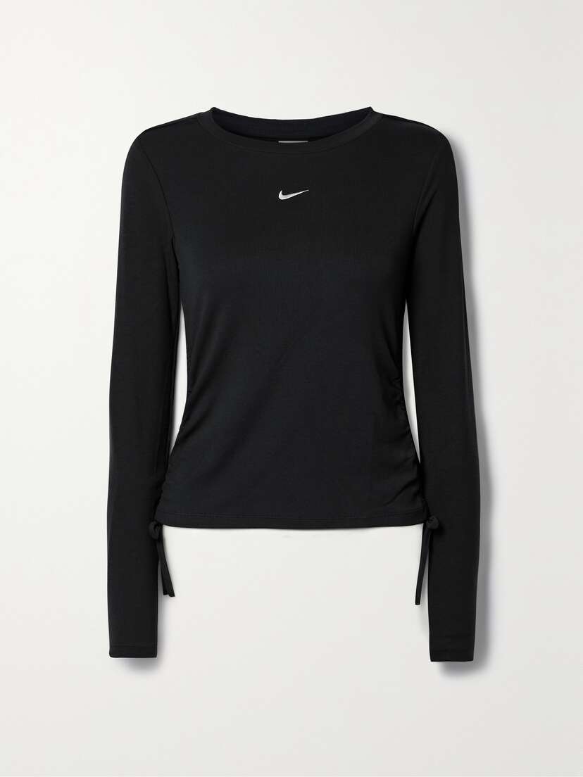 Nike Sportswear Essential Ruched Embroidered Ribbed Stretch-knit Top
