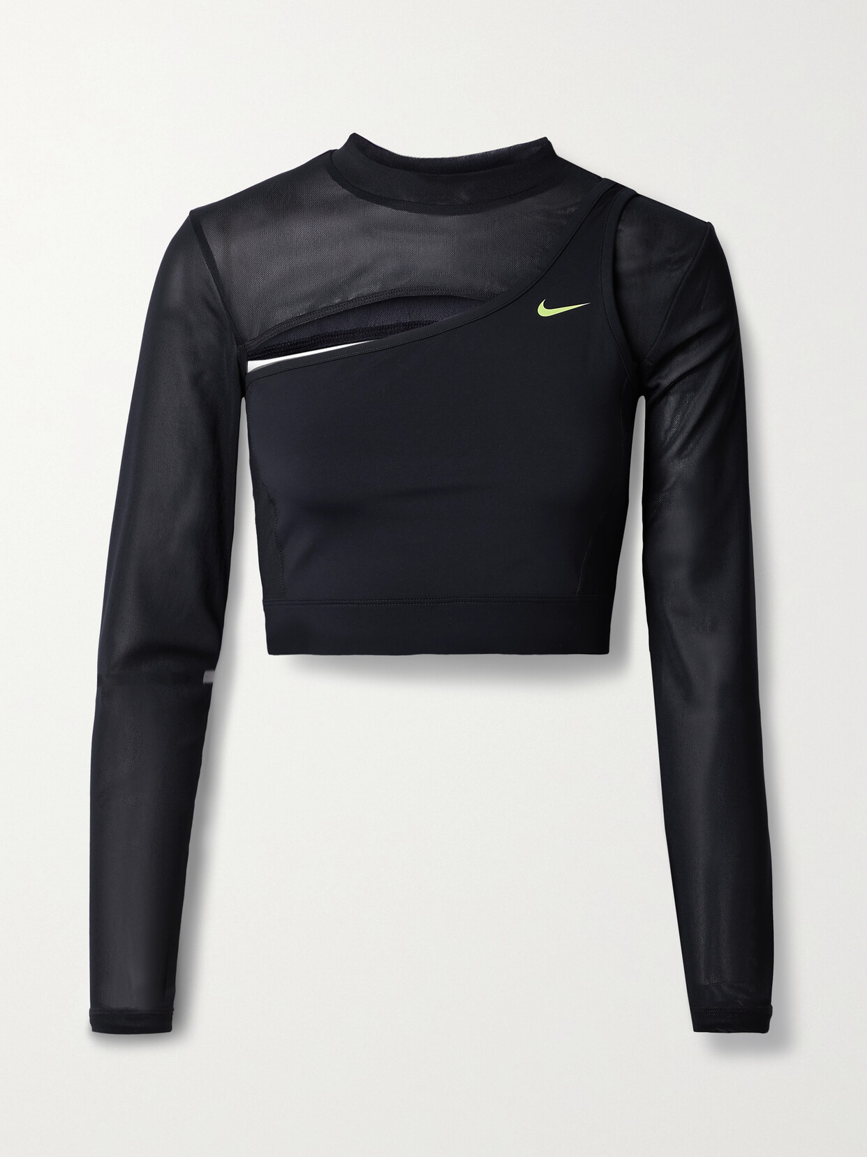 Shop Nike Cropped Cutout Stretch-mesh And Dri-fit Top In Black