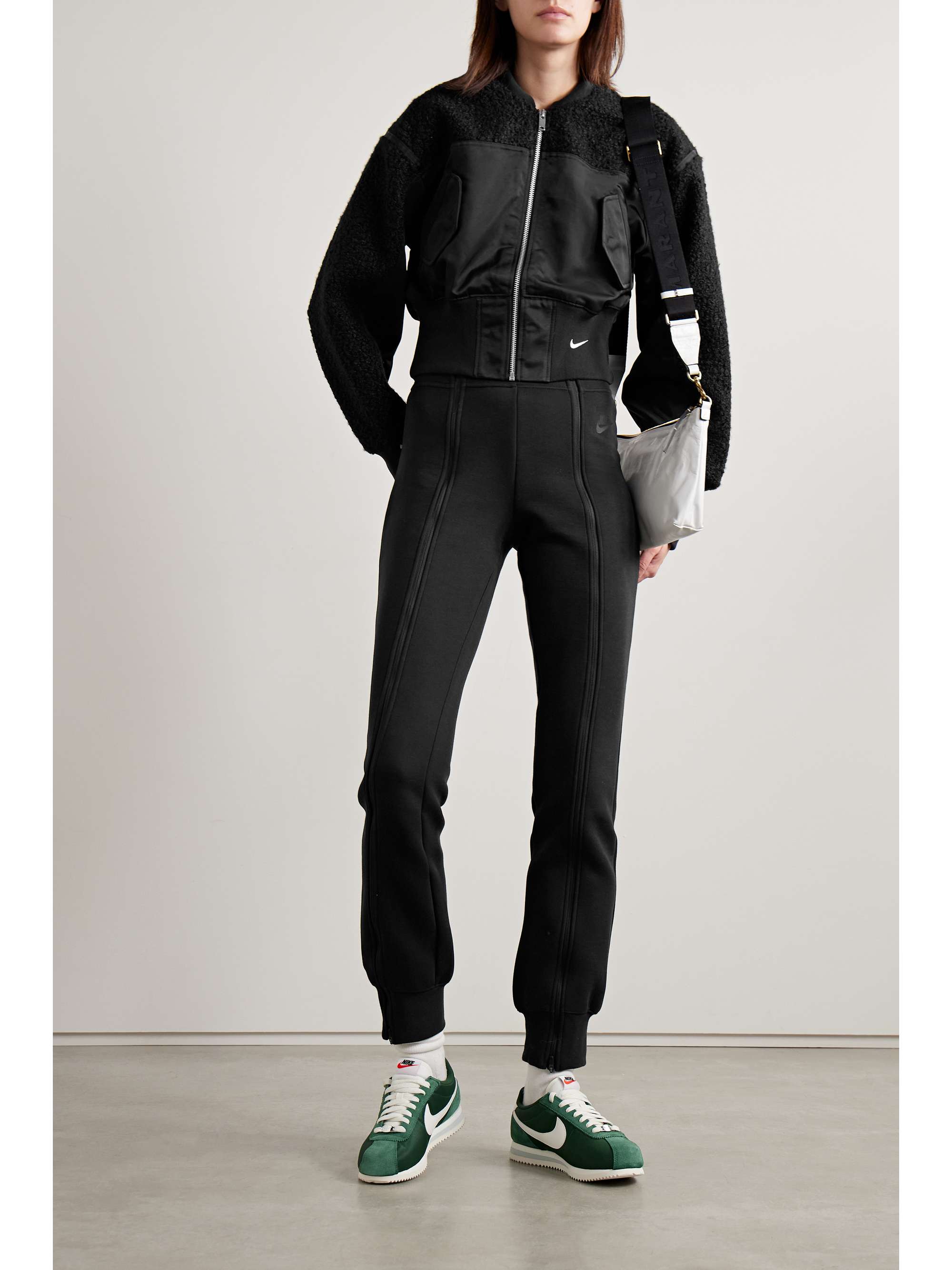 NIKE Cropped paneled shell and bouclé bomber jacket | NET-A-PORTER