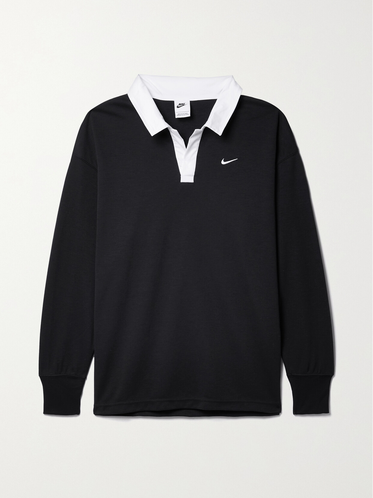 Nike - Sportswear Essential Twill-trimmed Embroidered Jersey Polo Shirt - Black