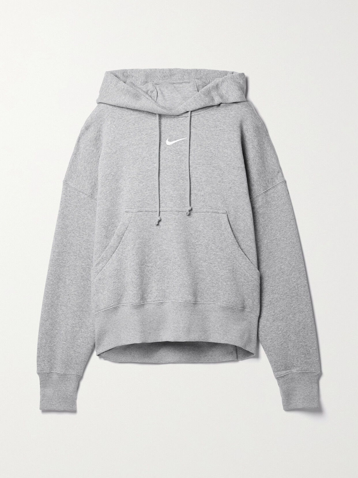 Shop Nike Phoenix Oversized Embroidered Cotton-blend Jersey Hoodie In Gray