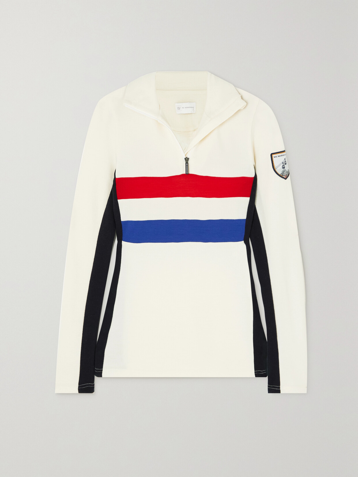 We Norwegians Striped Merino Wool-blend Piqué Ski Top - White