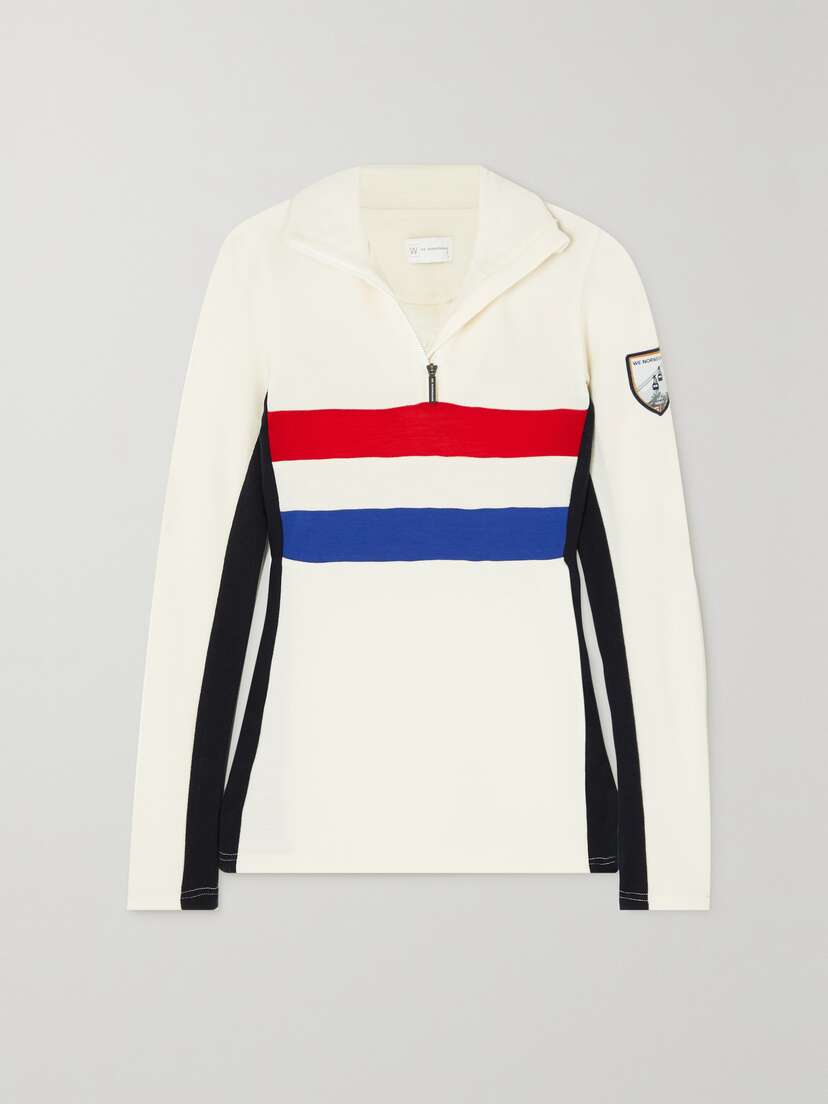 We Norwegians Striped Merino Wool-blend Piqué Ski Top