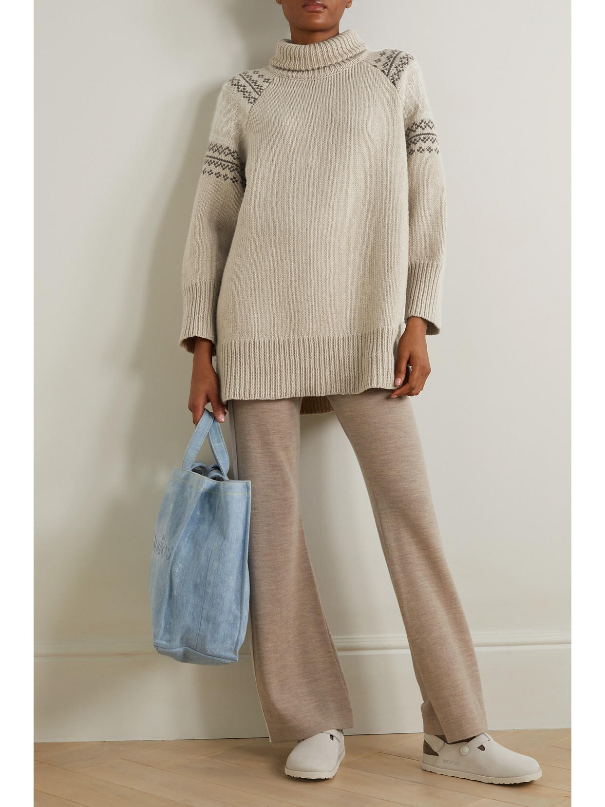 Shop We Norwegians Setesdal Merino Wool And Cashmere-blend Turtleneck Sweater In Neutrals