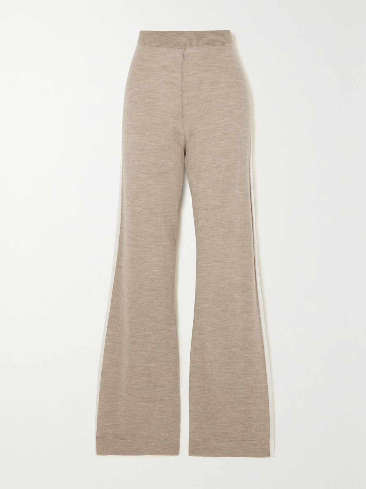 Shop We Norwegians Geilo Striped Merino Wool Flared Pants In Neutrals