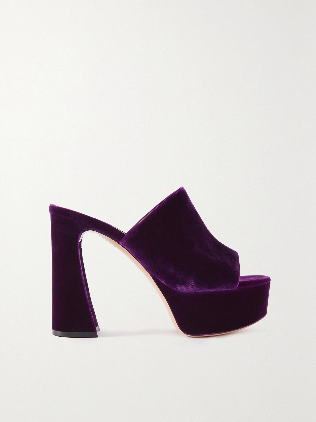 Gianvito Rossi Holly 70 Velvet Platform Mules In Purple