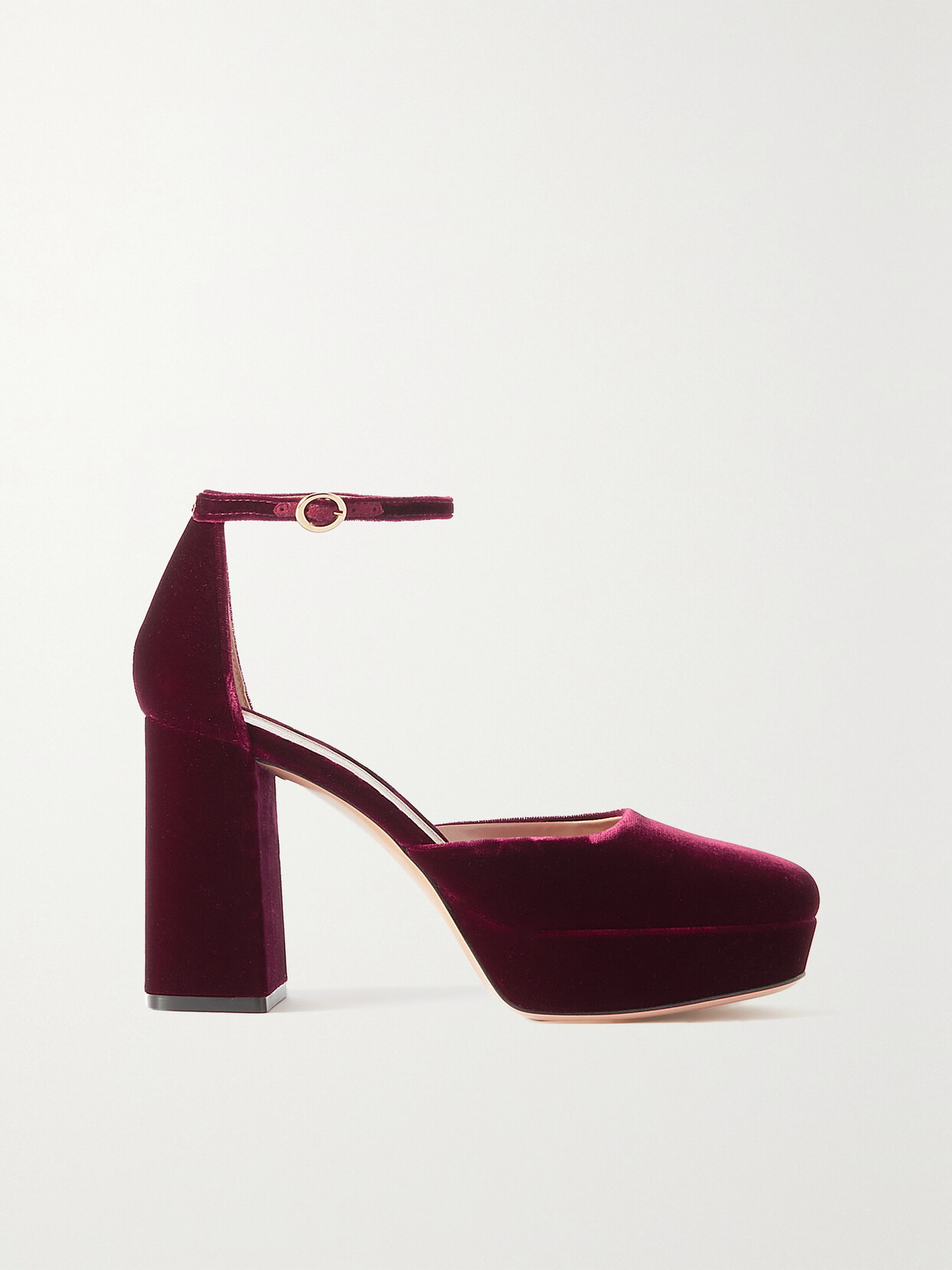 Gianvito Rossi Vian 100 Velvet Platform Pumps In Burgundy