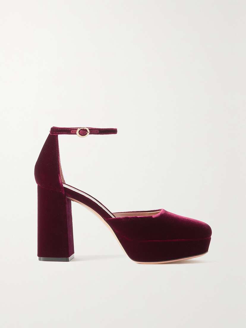 Gianvito Rossi Vian 100 Velvet Platform Pumps