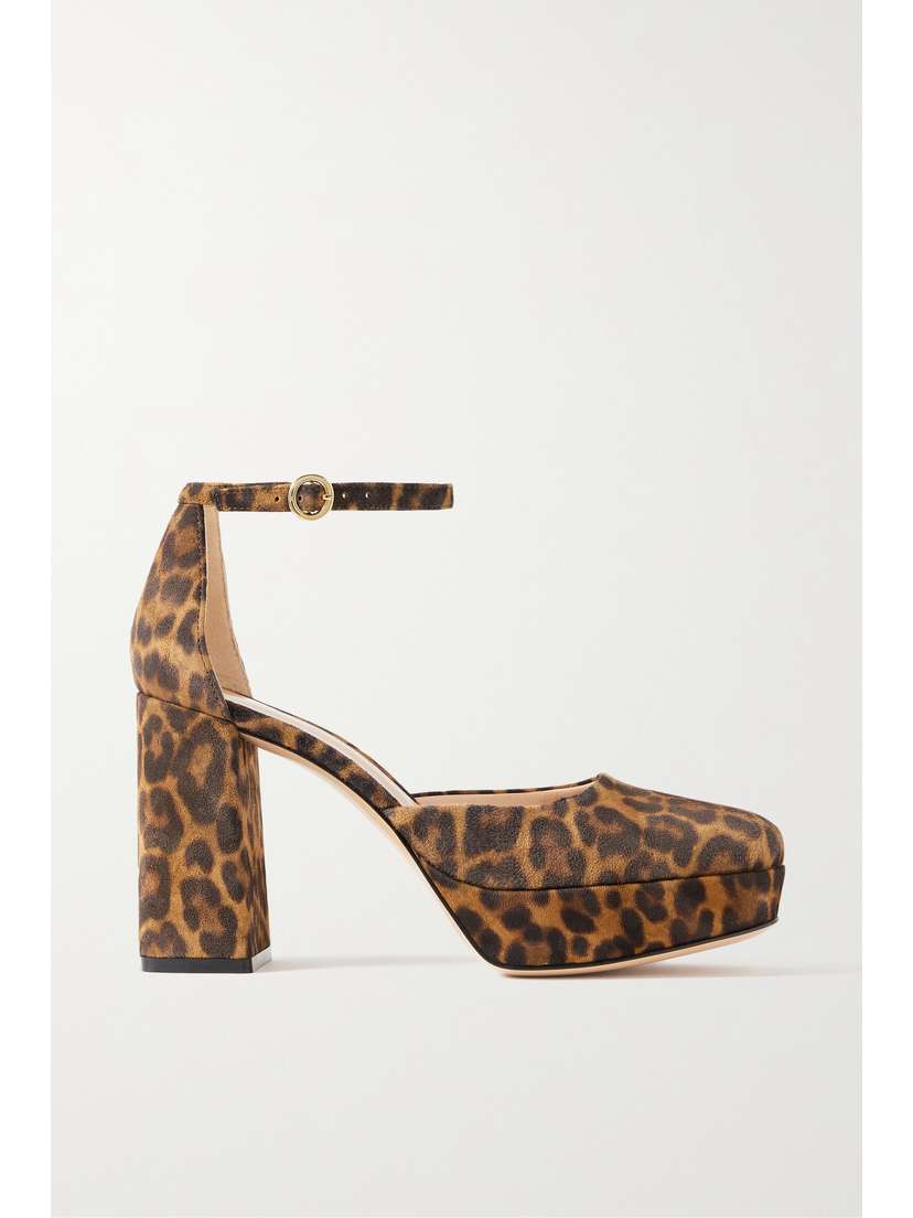 Gianvito Rossi Vian 100 Leopard-print Suede Platform Mary Jane Pumps
