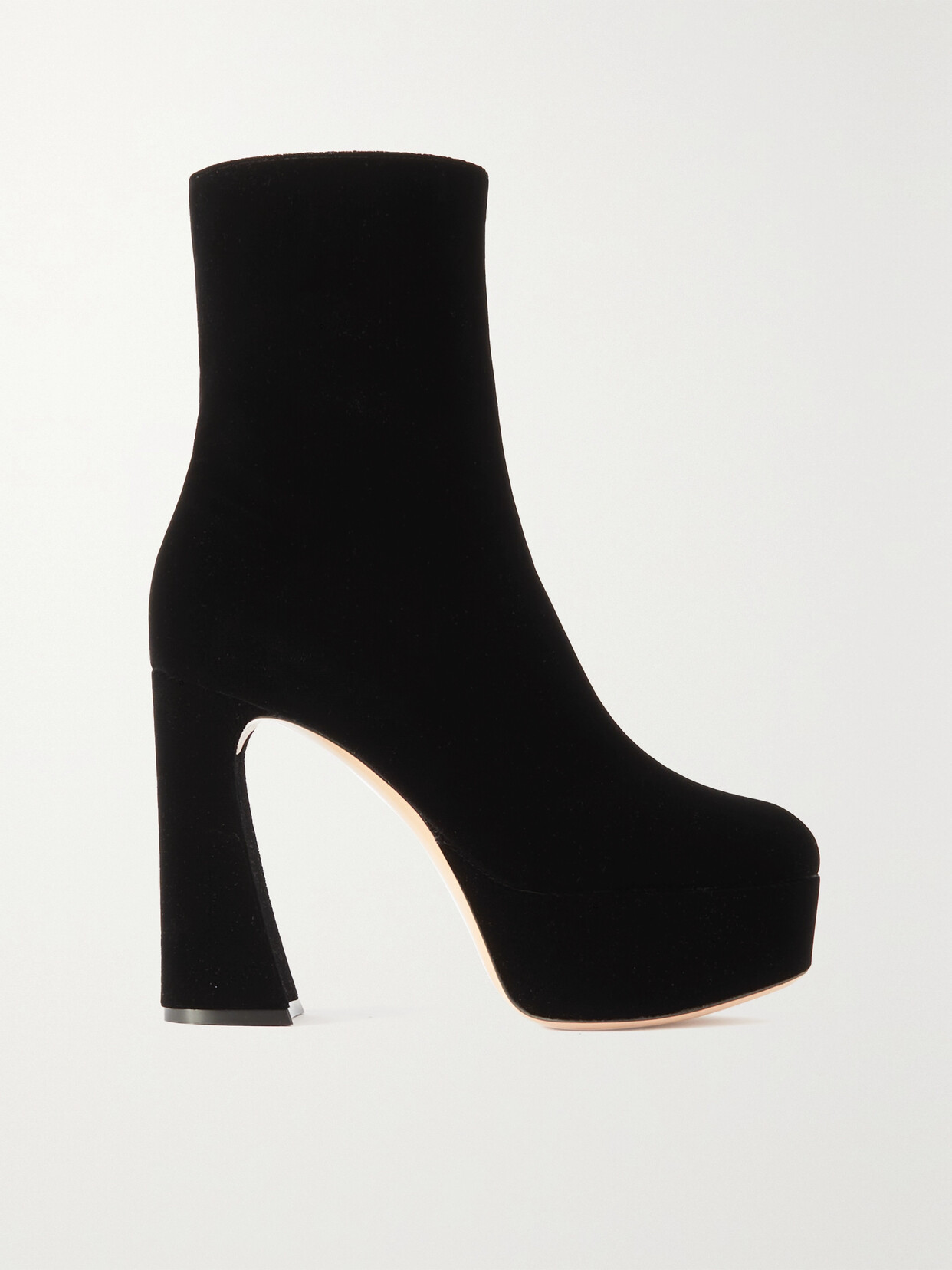 Gianvito Rossi Holly 120 Velvet Platform Ankle Boots - Black
