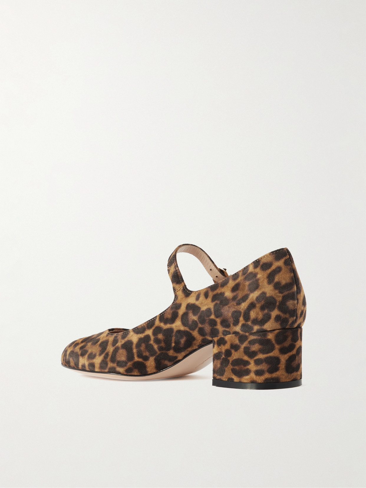 Shop Gianvito Rossi Mary Ribbon 45 Leopard-print Suede Mary Jane Pumps In Animal Print