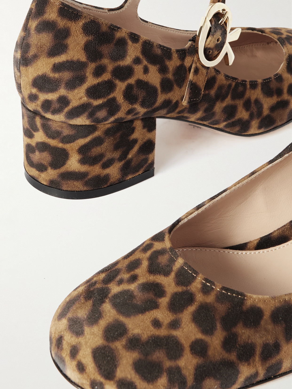 Gianvito Rossi Mary Ribbon 45 Leopard-print Suede Mary Jane Pumps In Animal Print