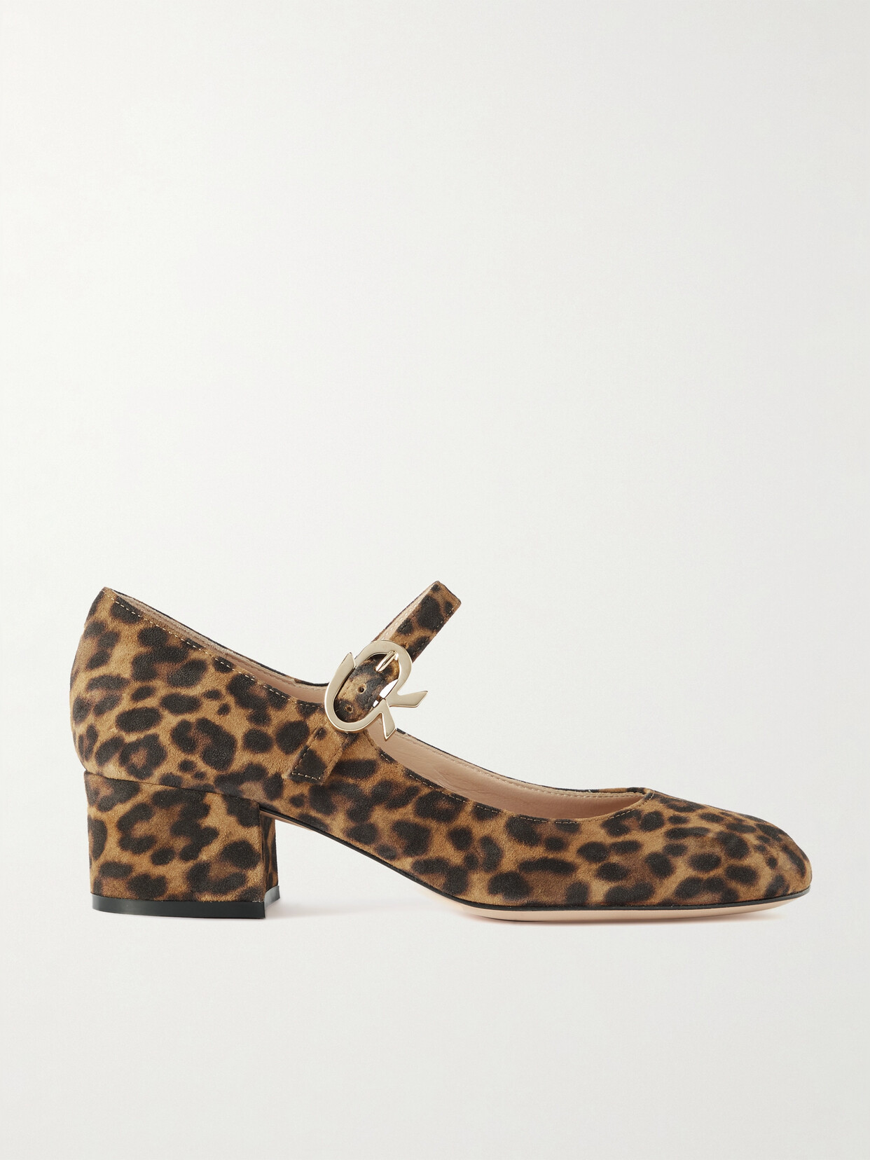 Gianvito Rossi - Mary Ribbon 45 Leopard-print Suede Mary Jane Pumps - Animal print