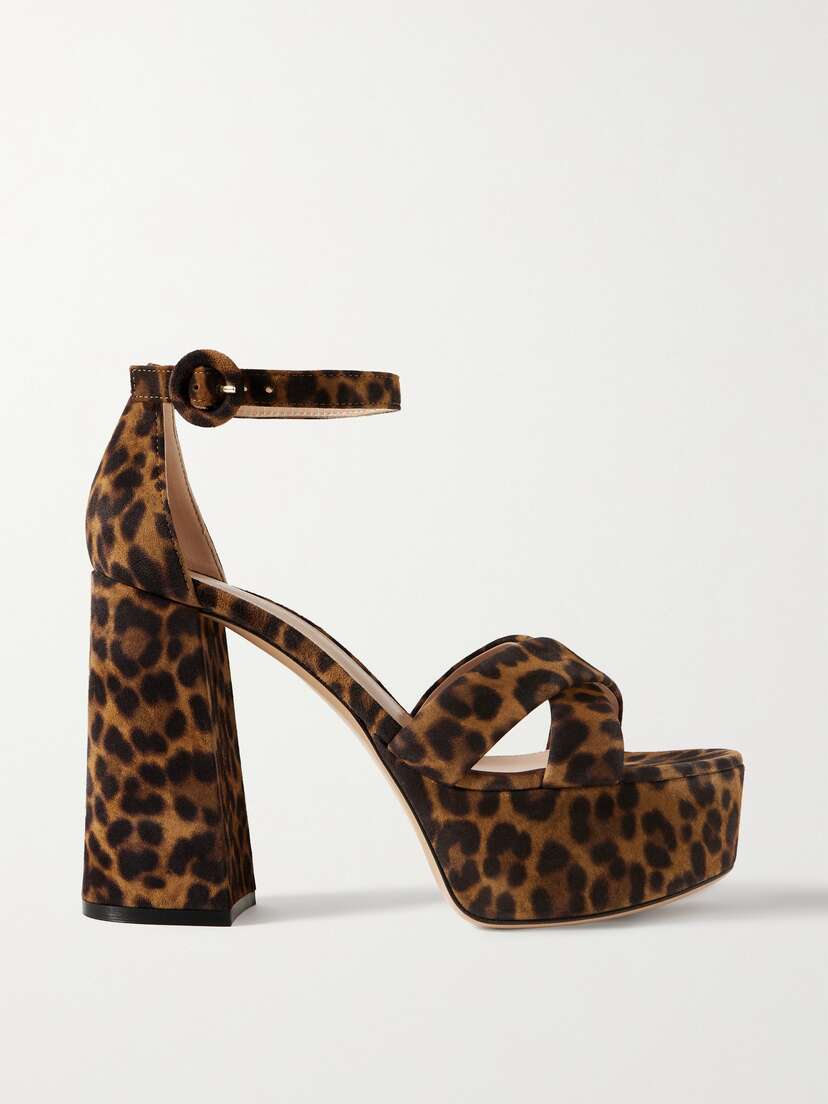Gianvito Rossi Sheridan 110 Leopard-print Velvet Platform Sandals