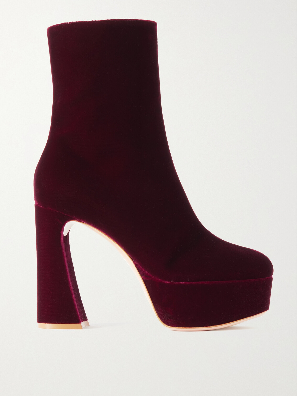 Gianvito Rossi Holly 120 Velvet Platform Ankle Boots In Burgundy