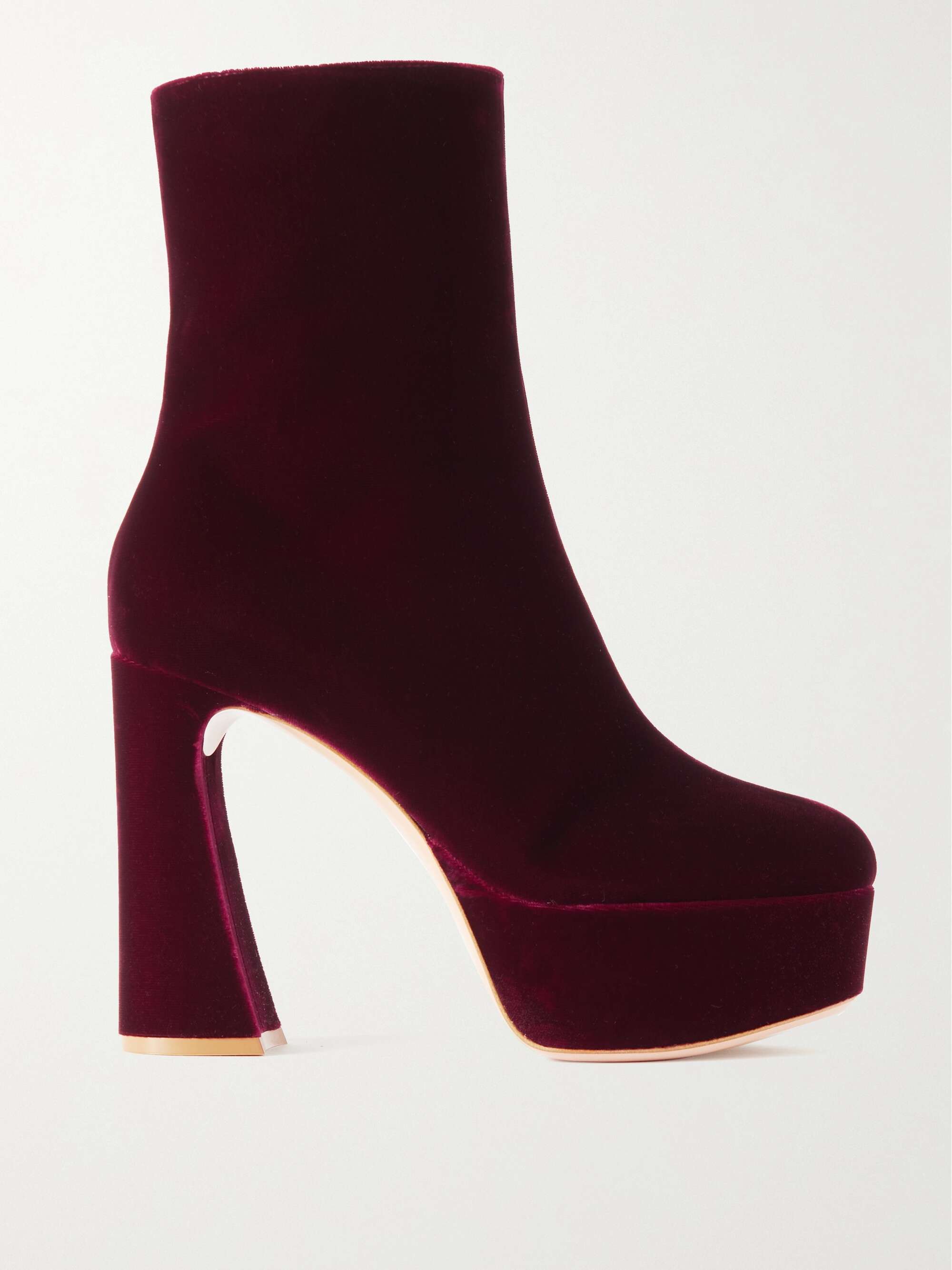 GIANVITO ROSSI Holly 120 velvet platform ankle boots | NET-A-PORTER