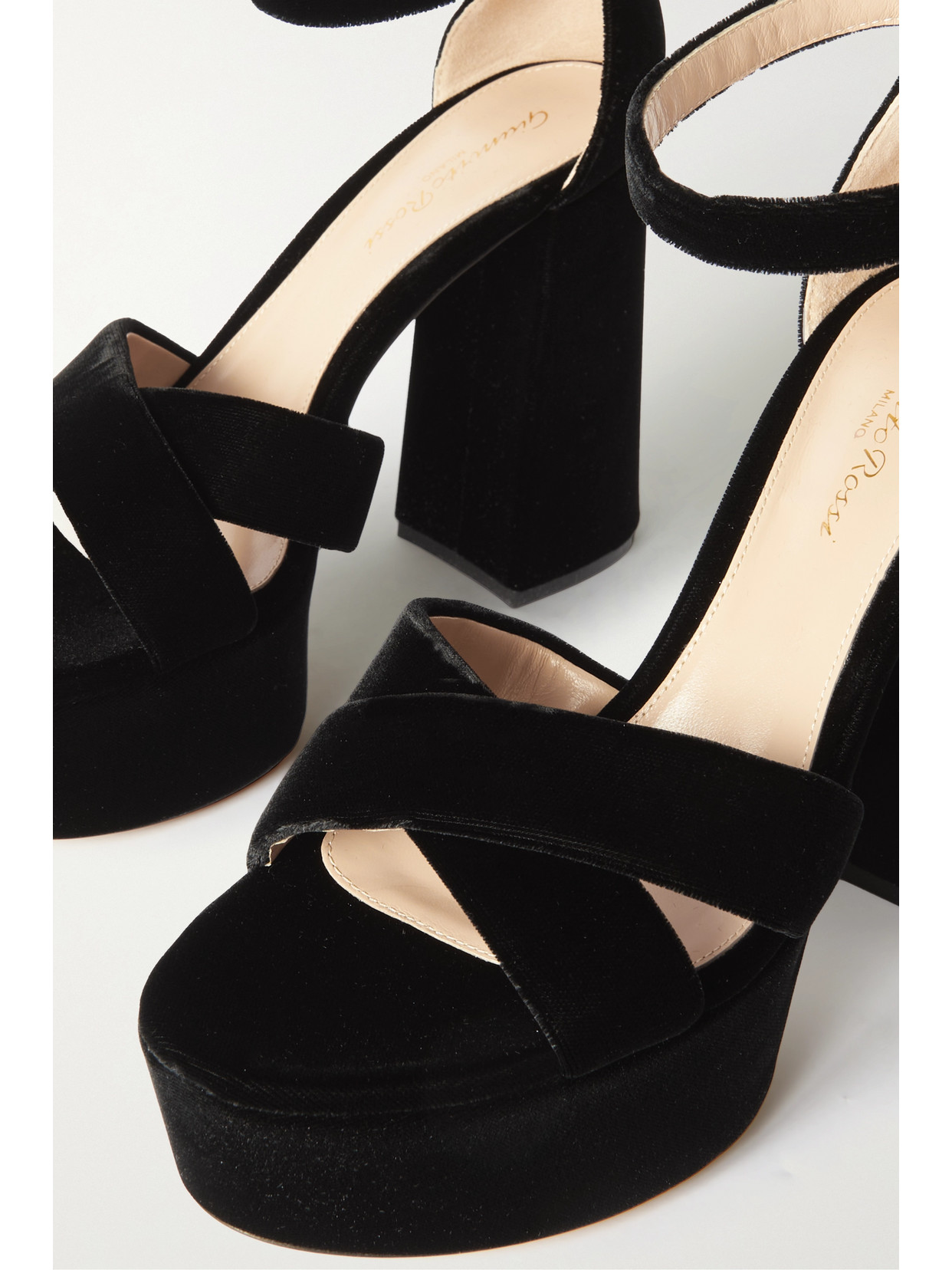 Gianvito Rossi Sheridan 110 Velvet Platform Sandals In Black