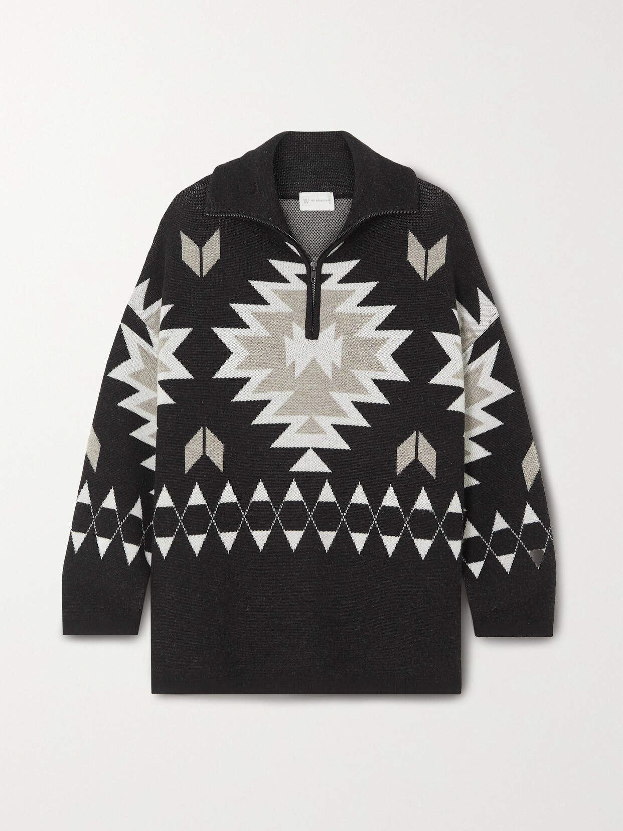 We Norwegians Haldi Merino Wool Intarsia Jumper In Black