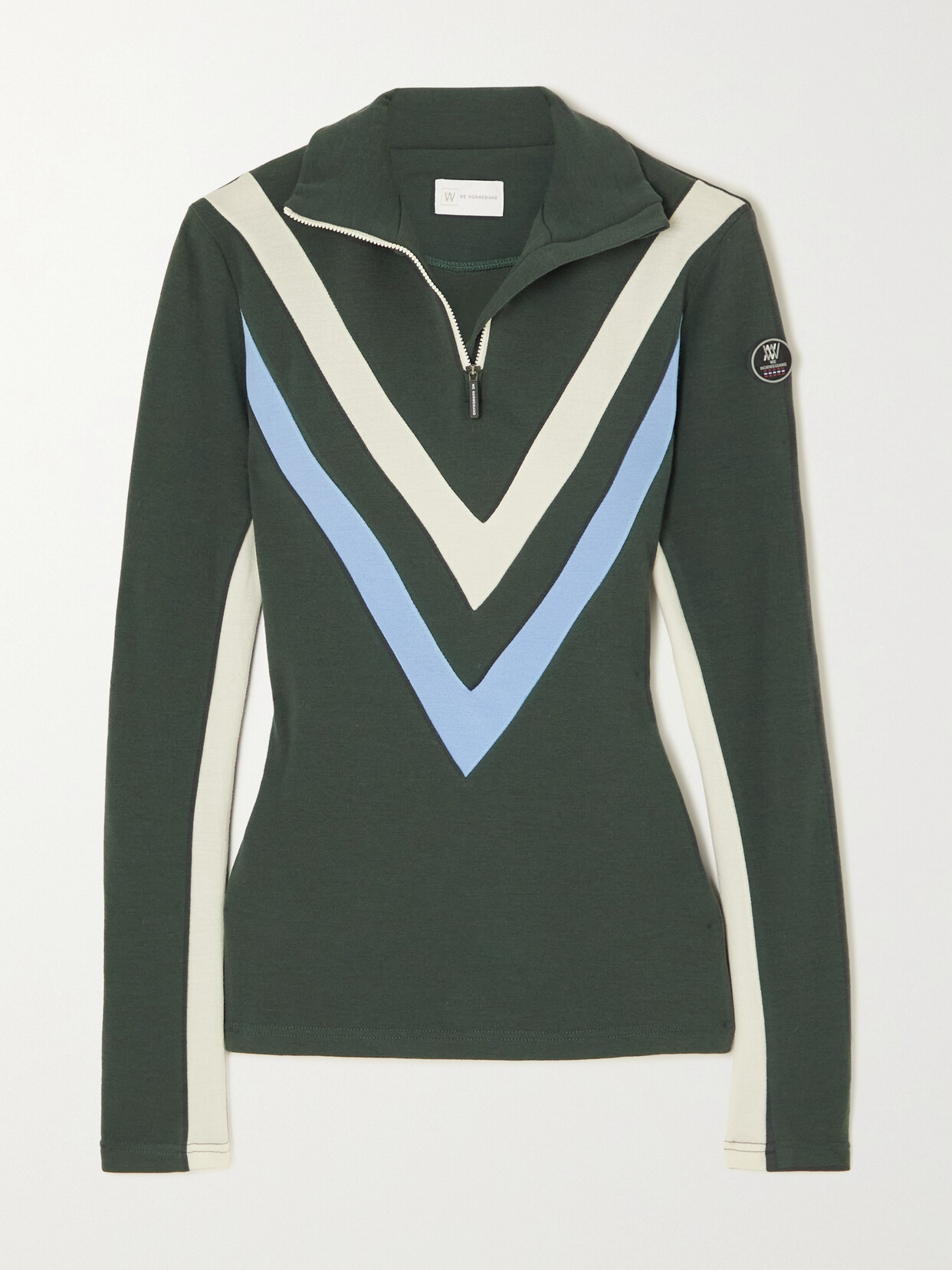 We Norwegians - Voss Striped Merino Wool-blend Piqué Ski Top - Green