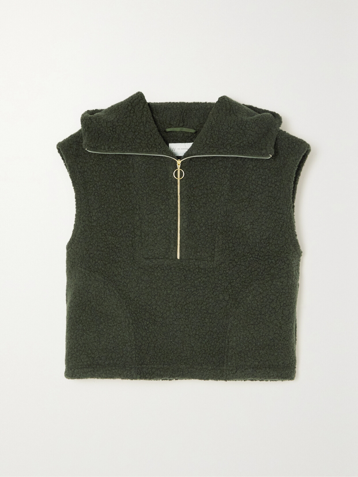 We Norwegians 1963 Alta Cropped Hooded Merino Wool-blend Vest In Green