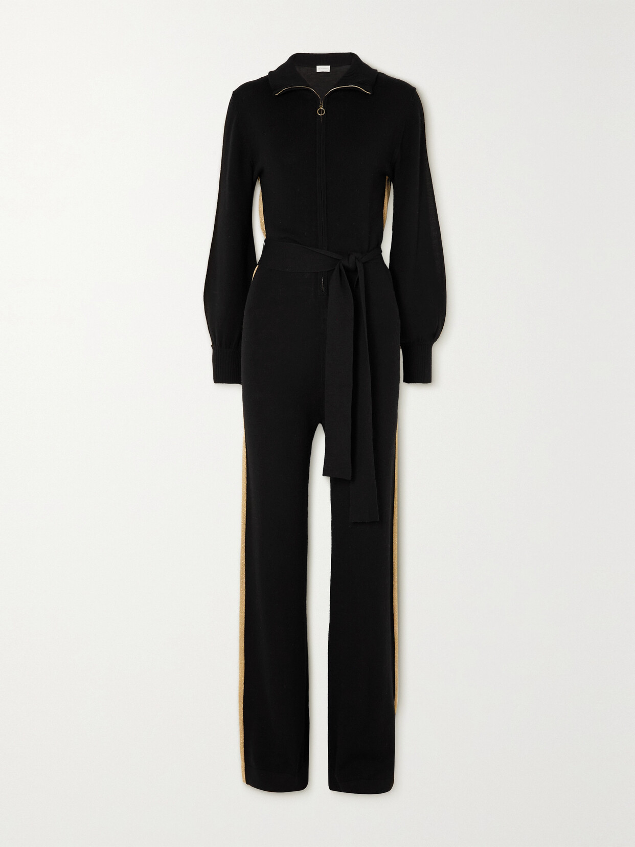 We Norwegians - Gelio Belted Merino Wool And Lurex Jumpsuit - Black