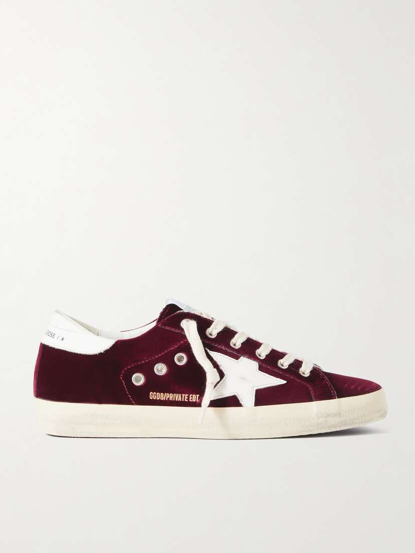 Golden Goose Super-star Distressed Leather-trimmed Velvet Sneakers