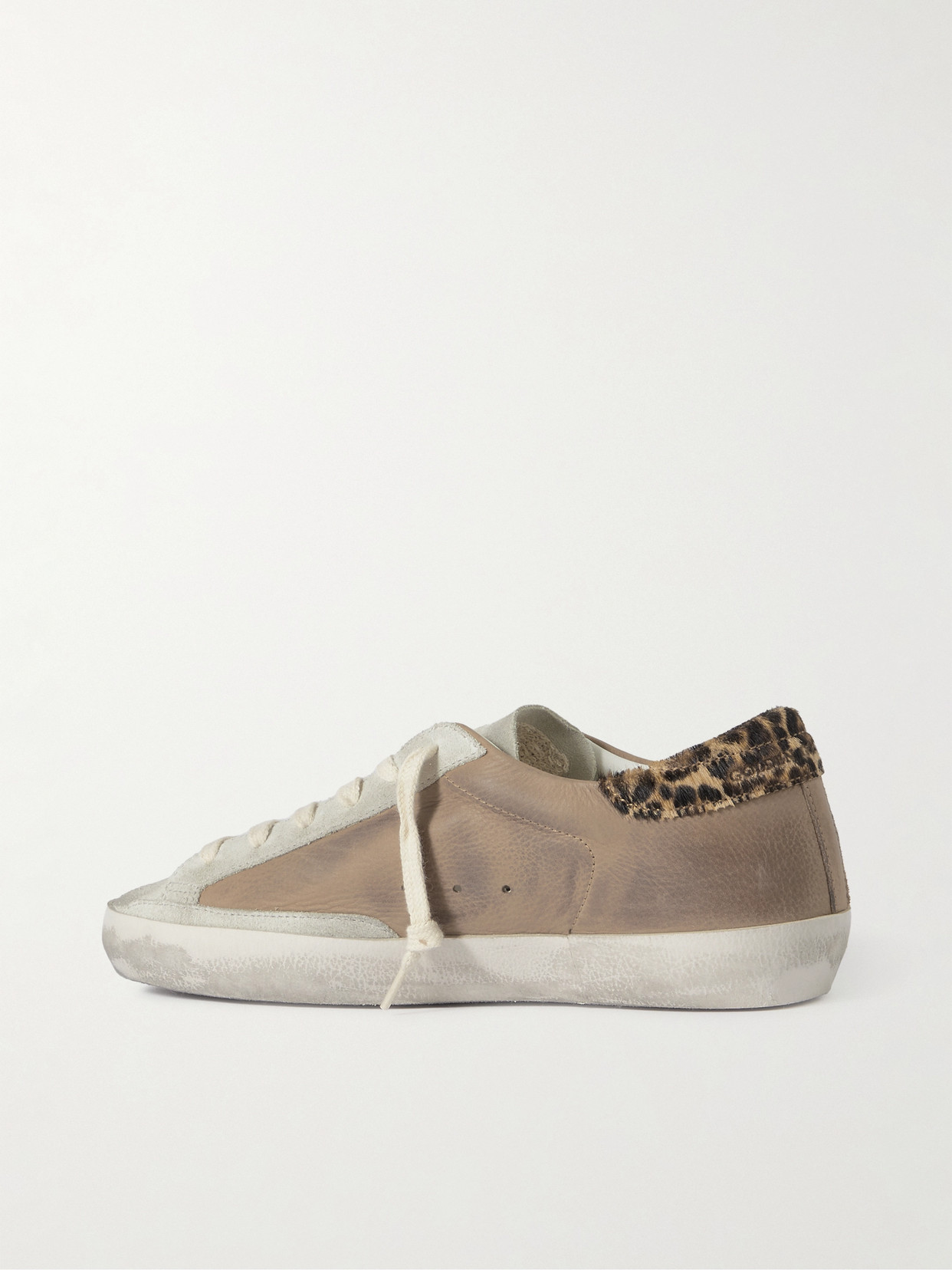 Shop Golden Goose Super-star Distressed Calf Hair-trimmed Nubuck And Suede Sneakers In Brown