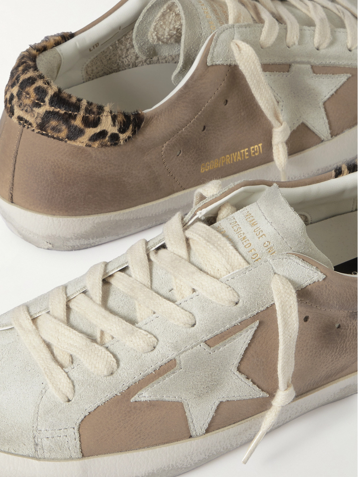 Shop Golden Goose Super-star Distressed Calf Hair-trimmed Nubuck And Suede Sneakers In Brown