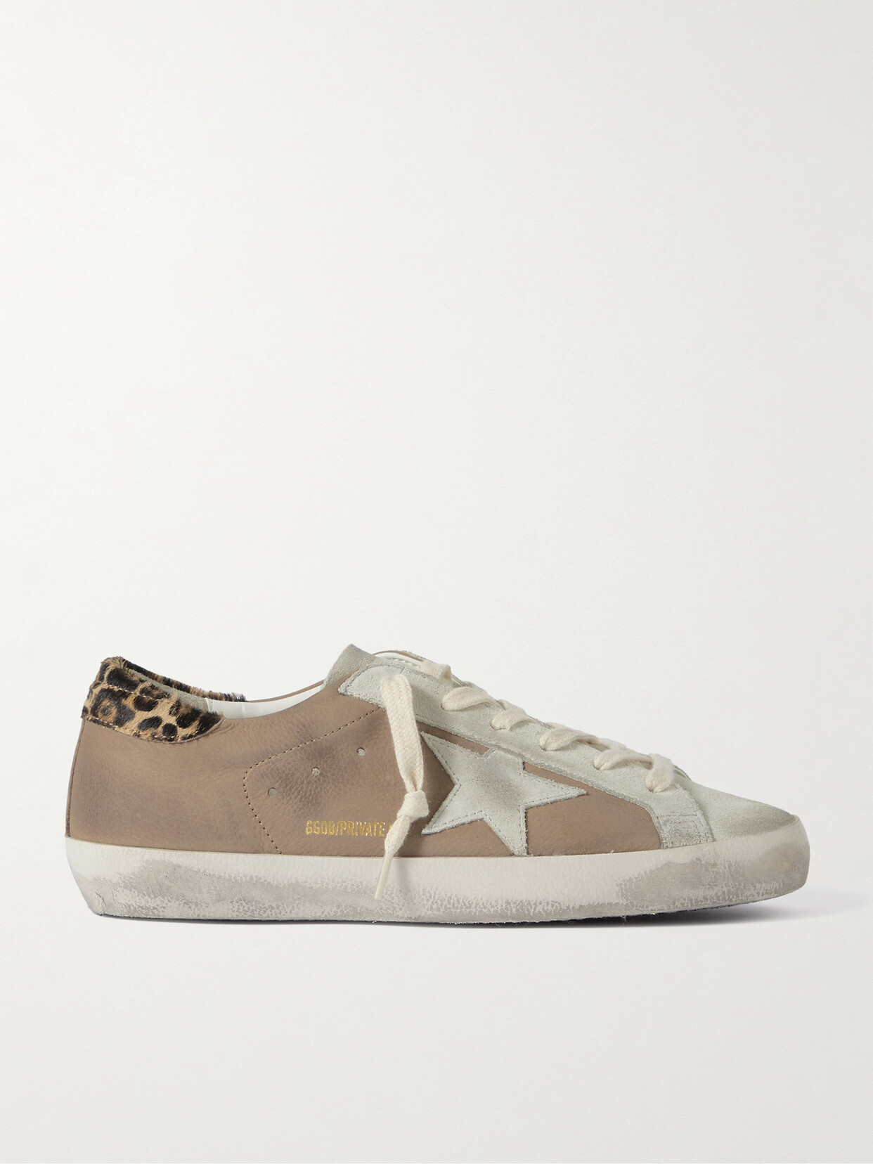 Golden Goose Super-star Distressed Calf Hair-trimmed Nubuck And Suede Sneakers In Brown