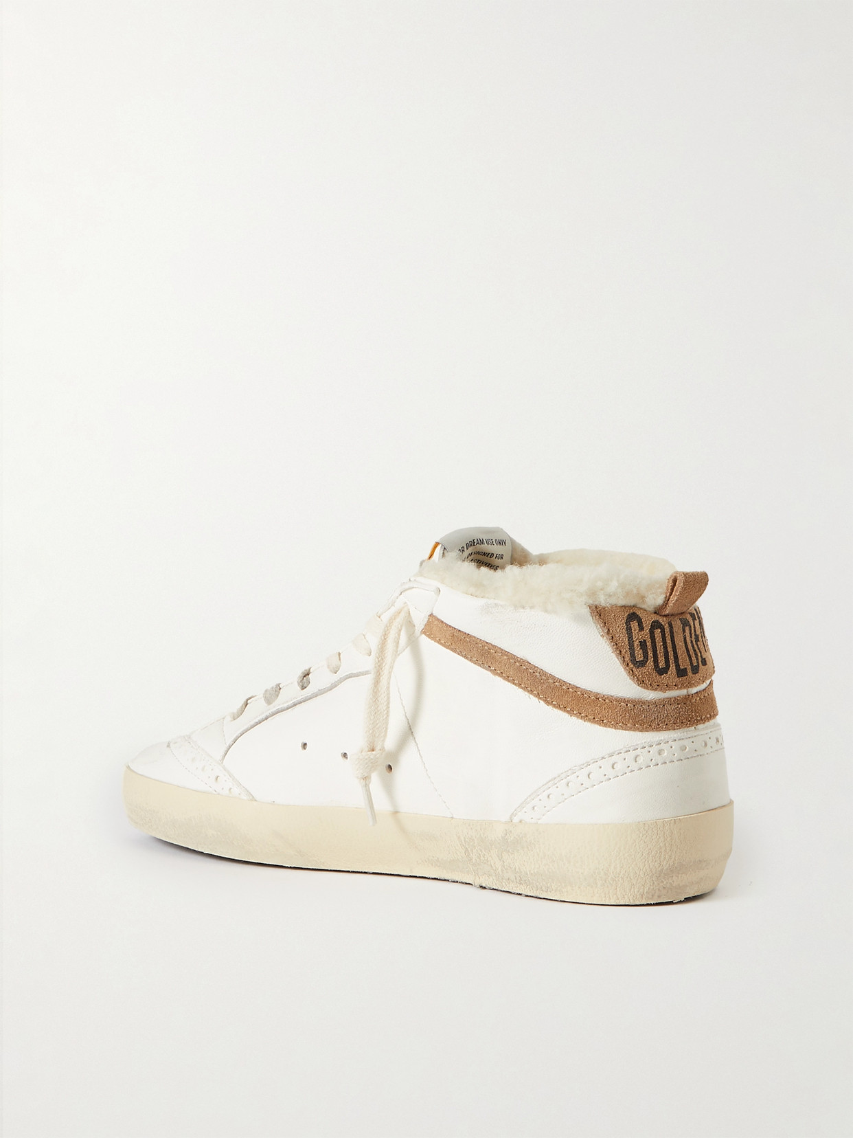 Shop Golden Goose Mid Star Shearling-lined Distressed Leopard-print Calf Hair, Suede And Leather Sneakers In Cream
