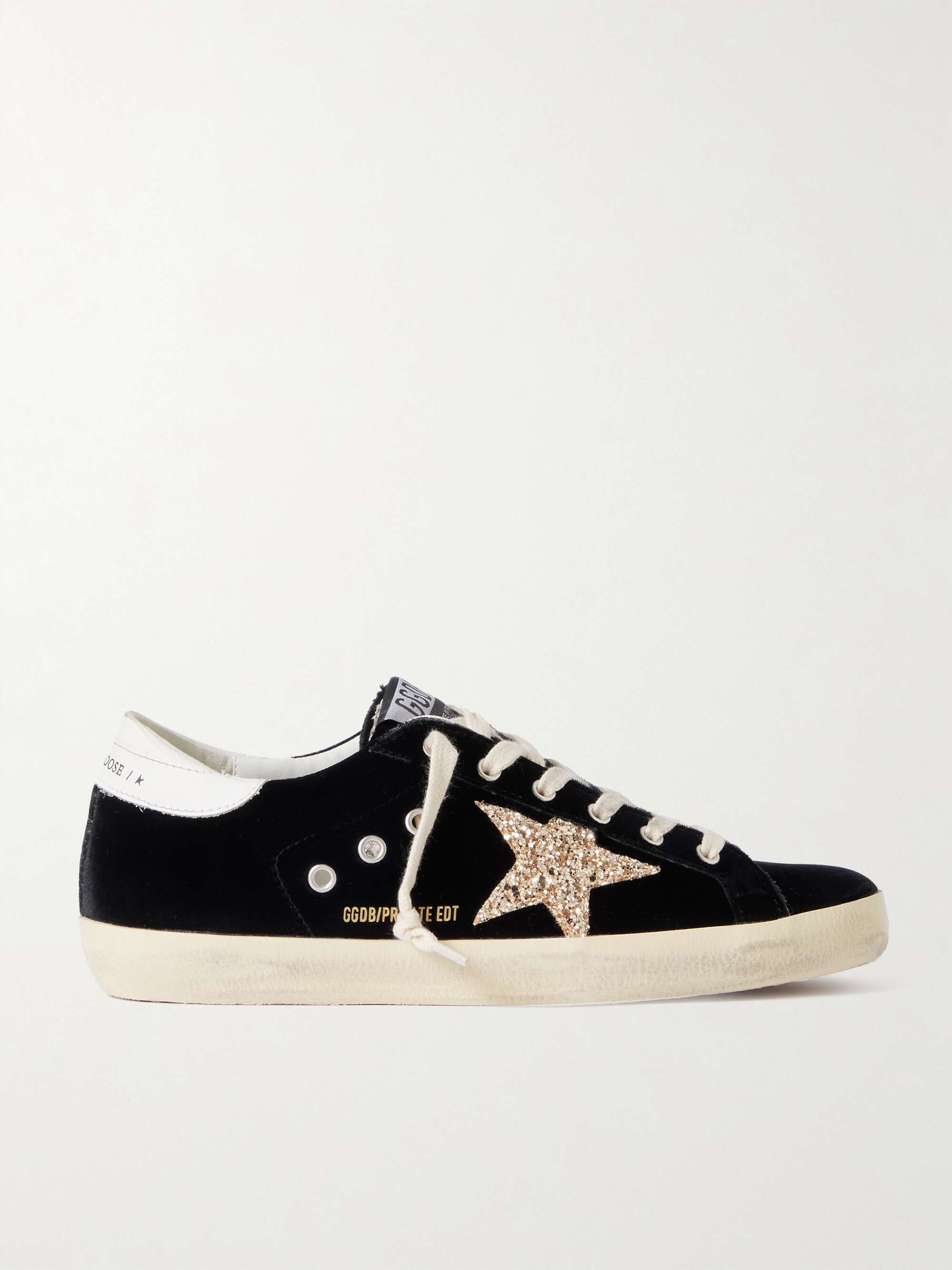 GOLDEN GOOSE Super-Star eyelet-embellished distressed glittered leather ...