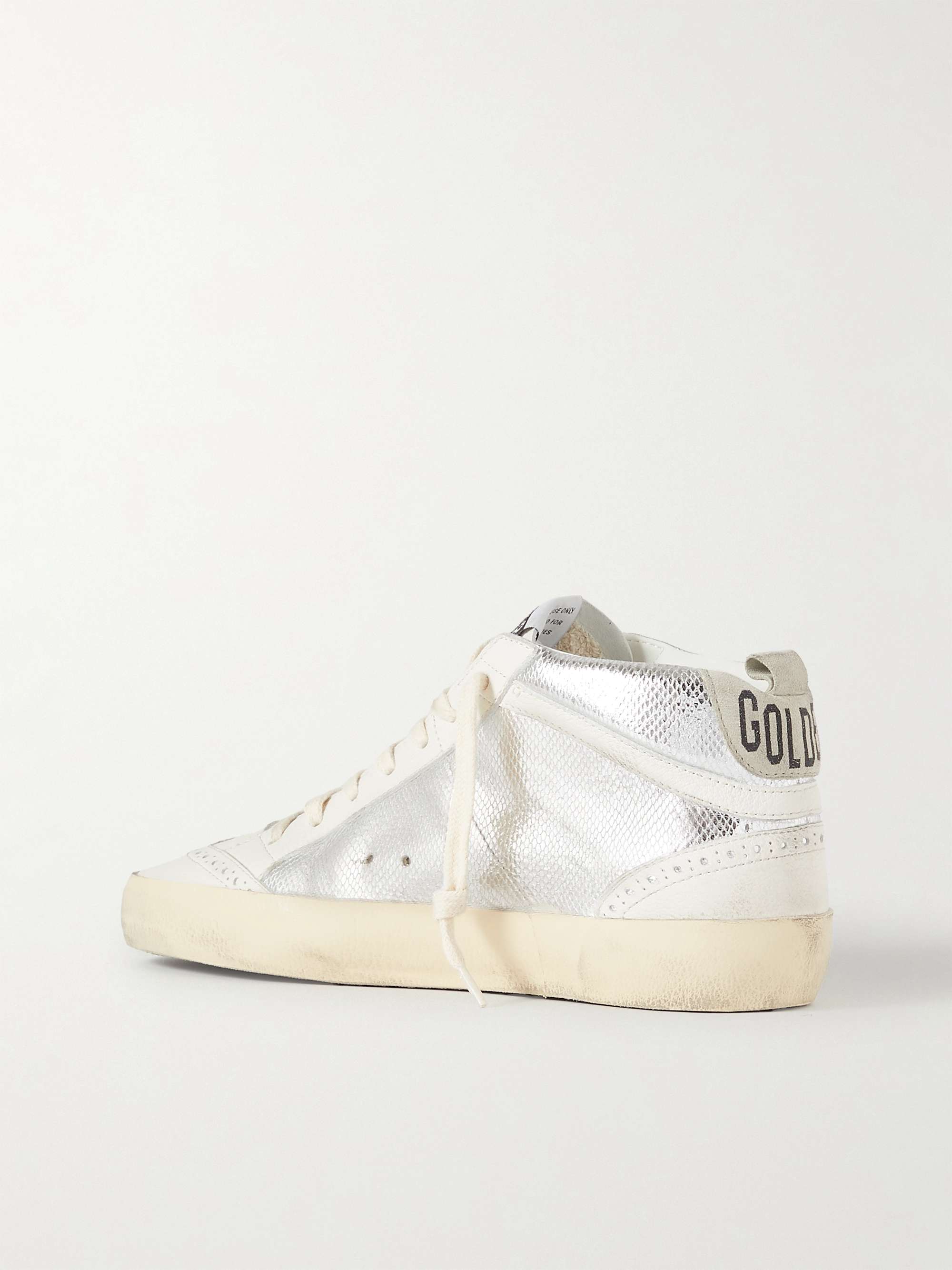 GOLDEN GOOSE Mid Star distressed suedetrimmed metallic snakeeffect leather sneakers NETAPORTER