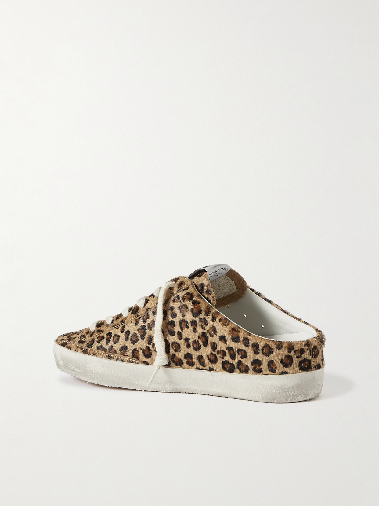 Golden Goose Super-star Sabot Distressed Leopard-print Calf Hair Slip-on Sneakers In Brown
