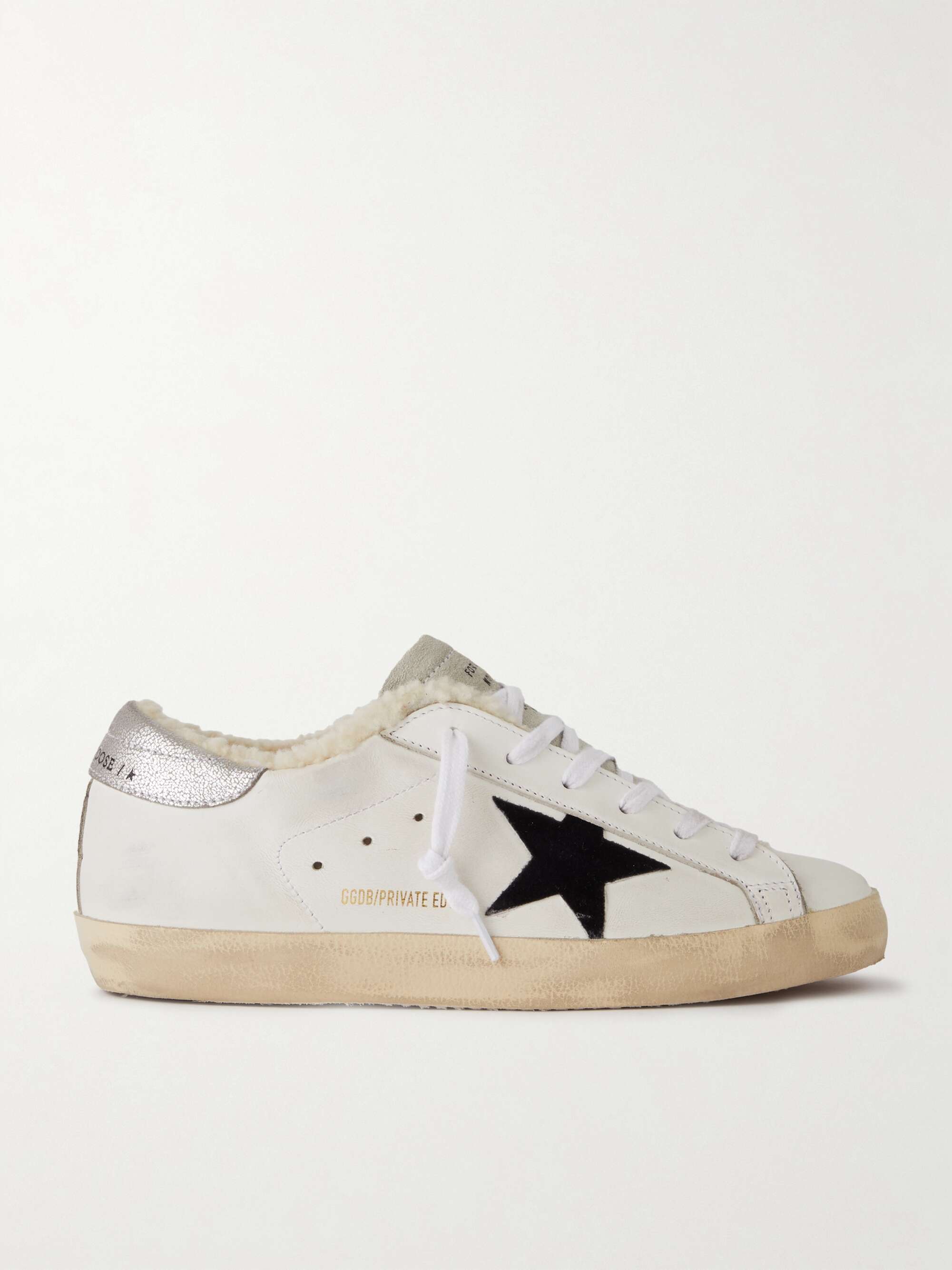 GOLDEN GOOSE Super-Star shearling-lined distressed suede and leather ...