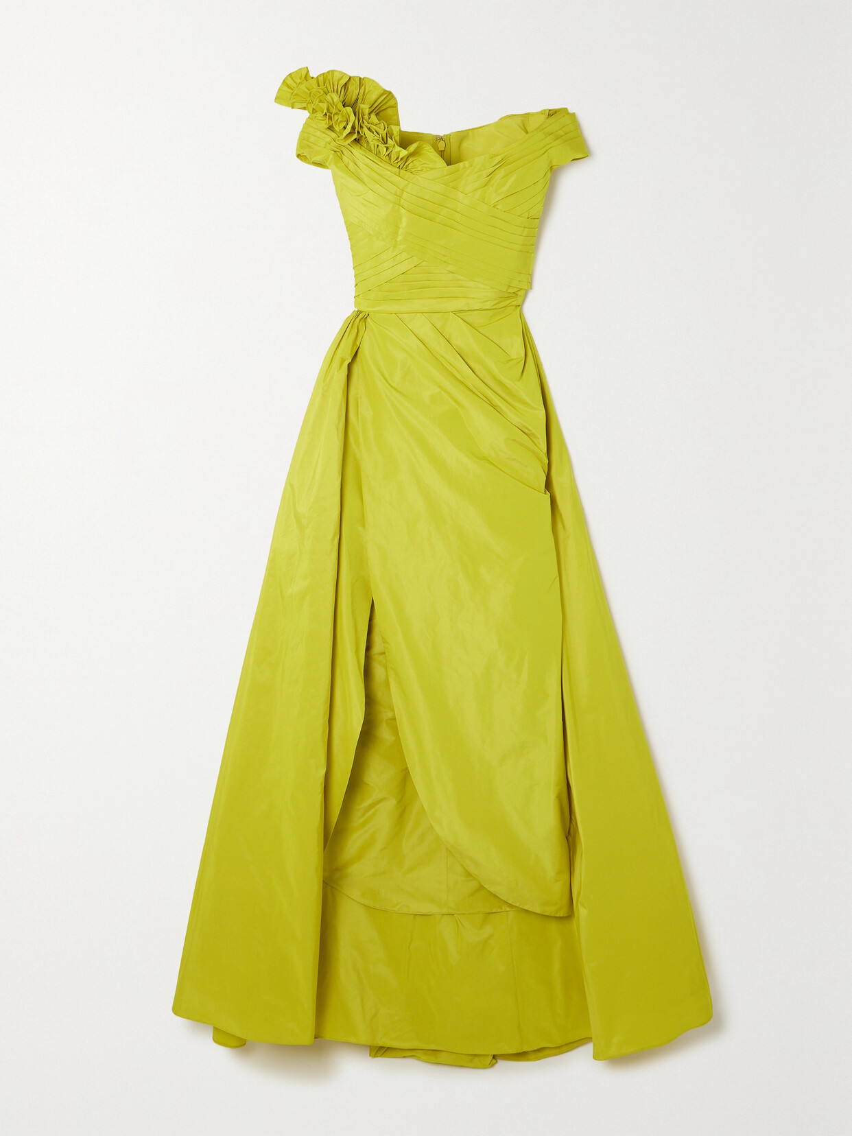 Elie Saab Off-the-shoulder Gathered Taffeta Gown In Yellow