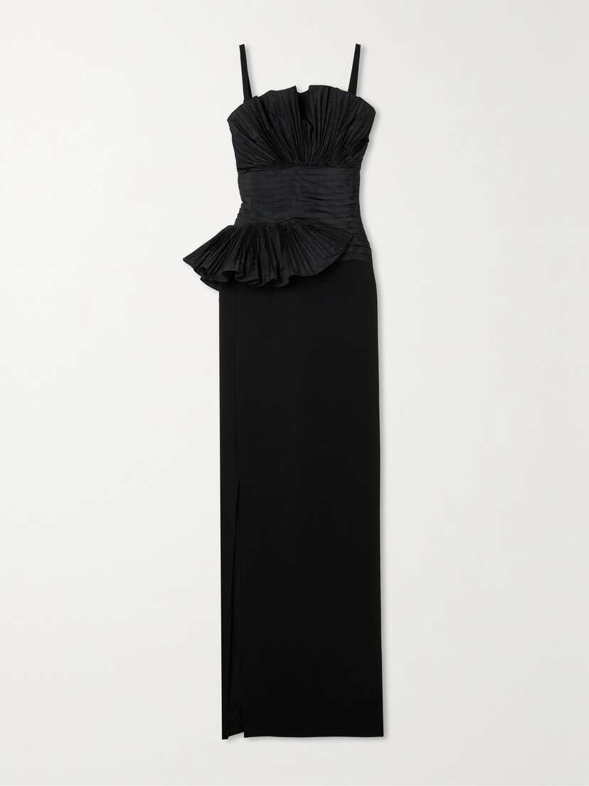 Elie Saab Pleated Taffeta And Crepe Gown