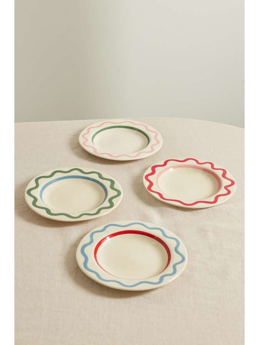 LAETITIA ROUGET Lisbon Set Of Four Ceramic Dessert Plates